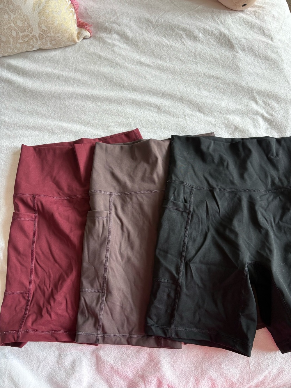 aerie Women's Bike Shorts in Wine, Taupe & Black